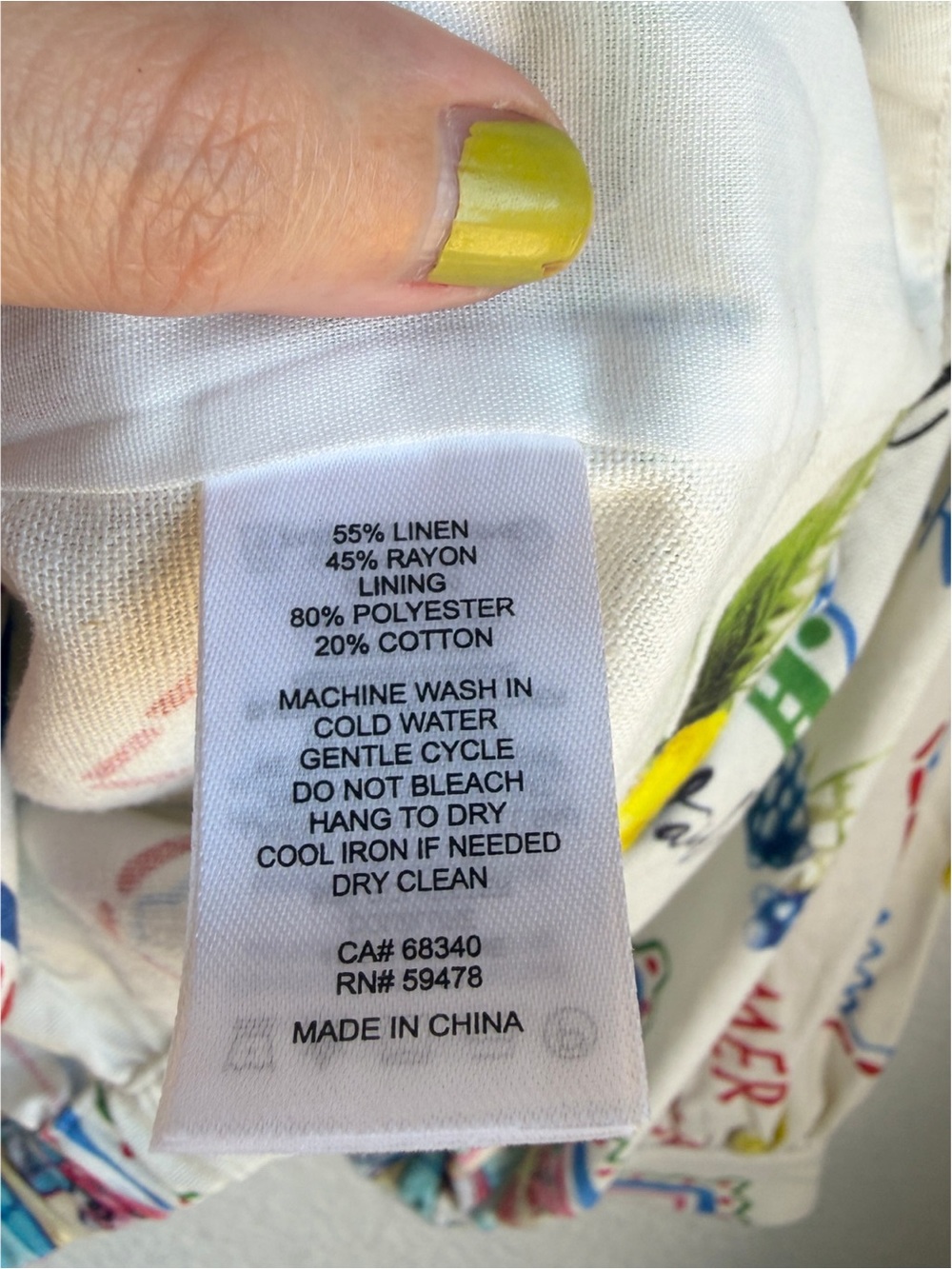 Joie California Print Linen Blend Tie Front Blouse 8 - Picture 3 of 4